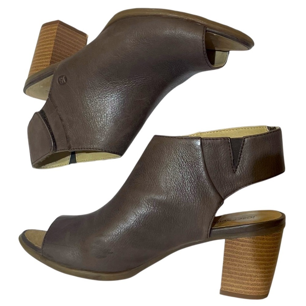 JOSE SEIBEL BROWN LEATHER PEEP TOE BOOTIES SZ 39/8.5 EUC